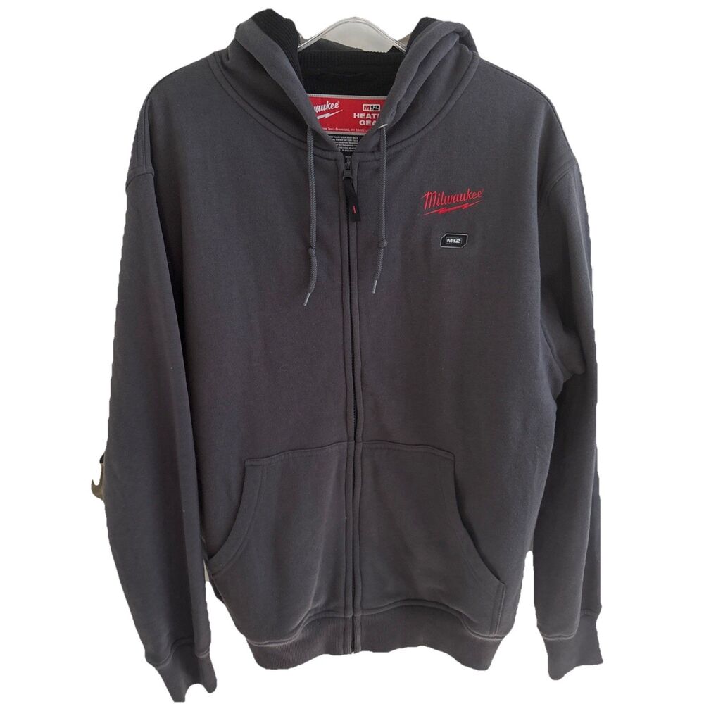 Milwaukee Sweater M12 Zip up Hoodie Sweatshirt No Heat Gray Med As Is